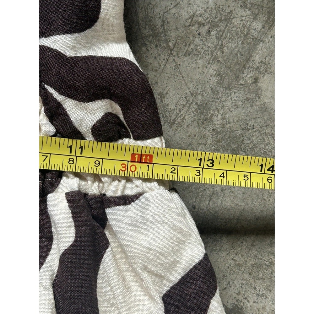 Reiss Akari Printed Midi Dress Ivory Brown Linen Size US 2 Sleeveless Pockets - Picture 8 of 11